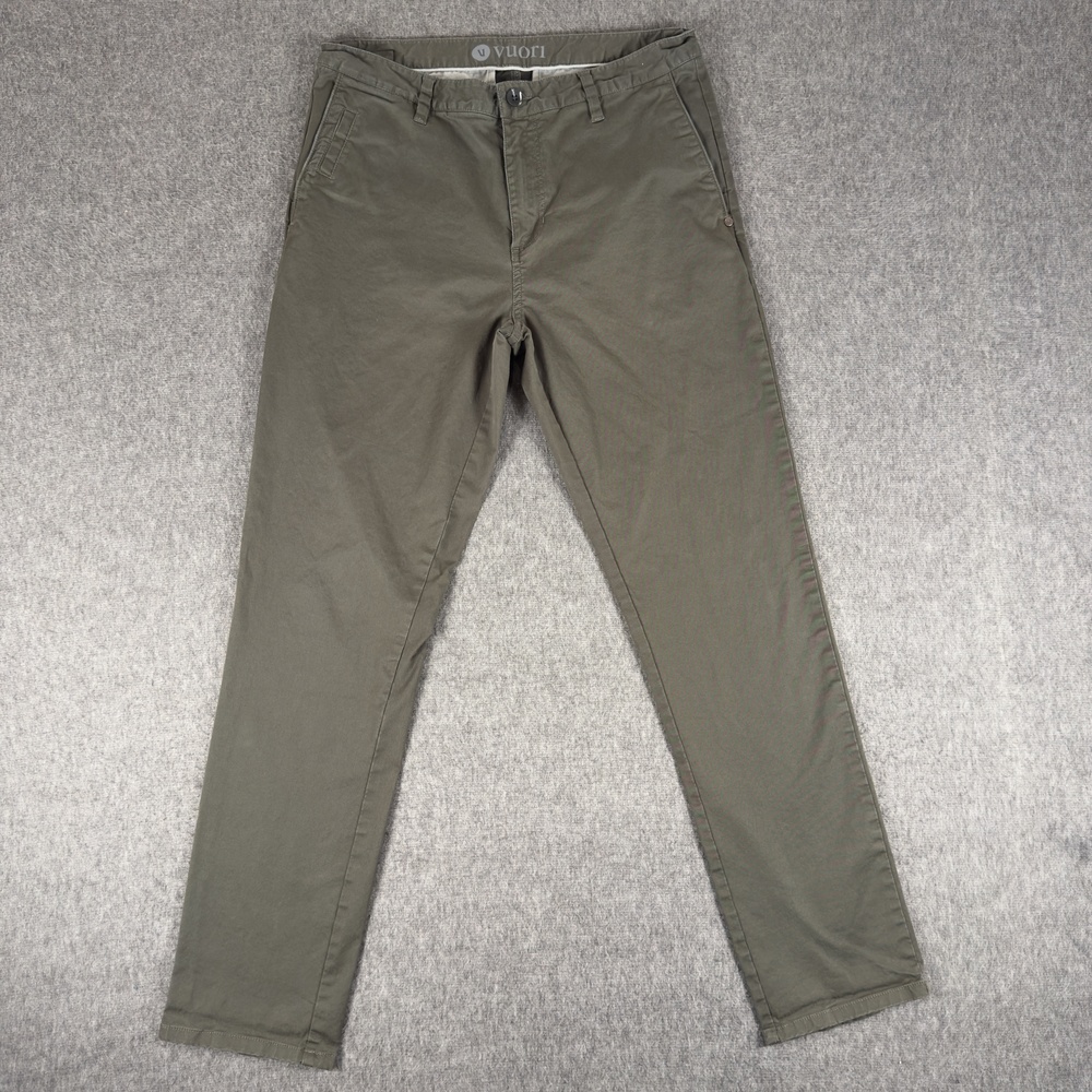Vuori Pants Mens 32x30 Olive Green Chino Slim Fit Tapered Pockets Casual